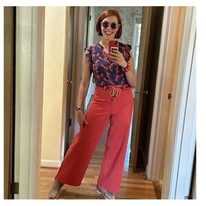 Universal Thread Red Wide-Leg Sailor  Ankle Pants